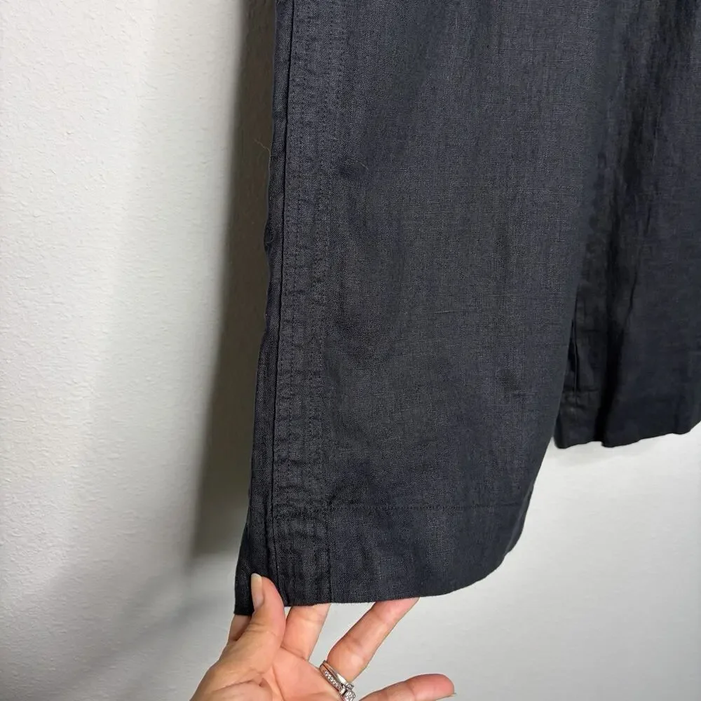 Quince Black 100% European Linen Wide Leg Pants Size S, bohemian, tropical, cool